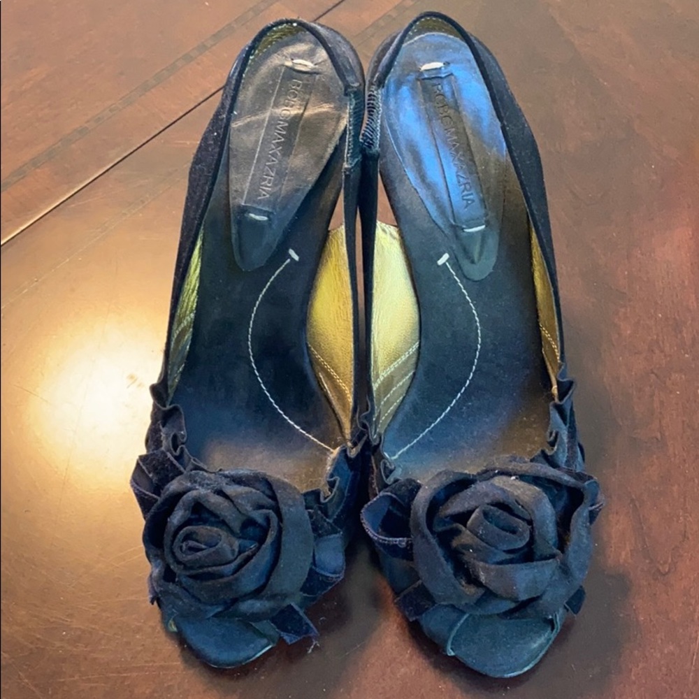 Bcbg Max Azria black floral pump slighback 8.5
